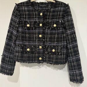 Central Park West Black and White Checkered Jacket